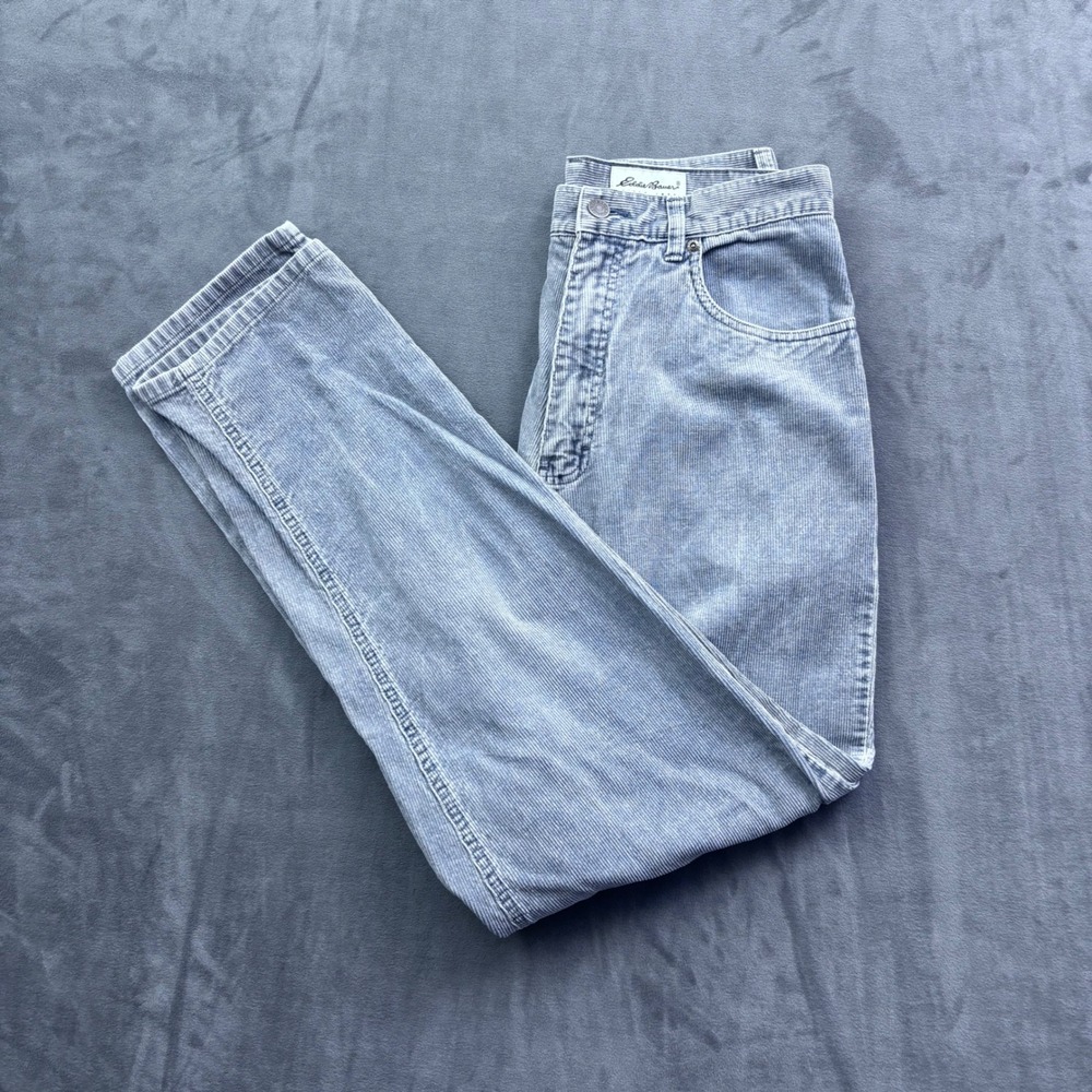 Eddie Bauer Vintage Corduroy Pants Blue Gray High Rise Straight Leg 12 32x31